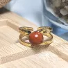Bague Vibe réglable en acier inoxydable doré et pierre naturelle – Bijou fait main