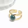 Bague Vibe réglable en acier inoxydable doré et pierre naturelle – Bijou fait main