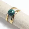 Bague Vibe réglable en acier inoxydable doré et pierre naturelle – Bijou fait main