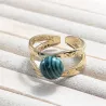Bague Vibe réglable en acier inoxydable doré et pierre naturelle – Bijou fait main