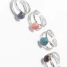 Bague Vibe réglable en acier inoxydable argenté et pierre naturelle – Bijou fait main