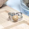 Bague Vibe réglable en acier inoxydable argenté et pierre naturelle – Bijou fait main