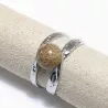 Bague Vibe réglable en acier inoxydable argenté et pierre naturelle – Bijou fait main