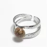 Bague Vibe réglable en acier inoxydable argenté et pierre naturelle – Bijou fait main