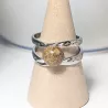 Bague Vibe réglable en acier inoxydable argenté et pierre naturelle – Bijou fait main