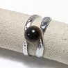 Bague Vibe réglable en acier inoxydable argenté et pierre naturelle – Bijou fait main