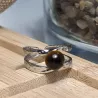 Bague Vibe réglable en acier inoxydable argenté et pierre naturelle – Bijou fait main