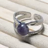 Bague Vibe réglable en acier inoxydable argenté et pierre naturelle – Bijou fait main