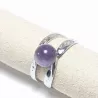 Bague Vibe réglable en acier inoxydable argenté et pierre naturelle – Bijou fait main