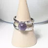 Bague Vibe réglable en acier inoxydable argenté et pierre naturelle – Bijou fait main
