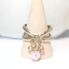 Bague Omega dorée avec pendentifs en pierres naturelles et perles de verre, style bohème