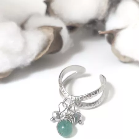Bague Omega martelée pierre naturelle | Bouly&Cailloux
