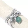 Bague Omega argentée avec pendentifs en pierres naturelles et perles de verre, style bohème