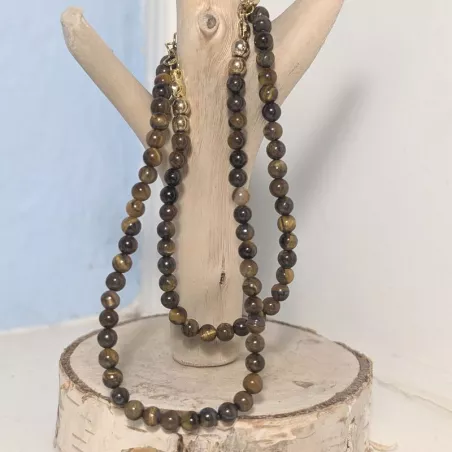 Collier Leion en pierre naturelle et acier inoxydable