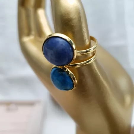 Bague duo en bleu