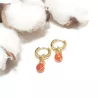 Boucles créoles Omega en acier inoxydable avec pierre naturelle – Bouly&Cailloux, agate rouge