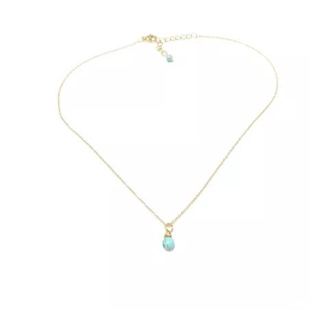 Collier pendentif Omega en pierre naturelle et acier inoxydable doré et turquoise