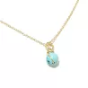 Collier pendentif Omega en pierre naturelle et acier inoxydable doré et turquoise