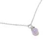 Collier pendentif Omega en pierre naturelle et acier inoxydable argenté et agate violette