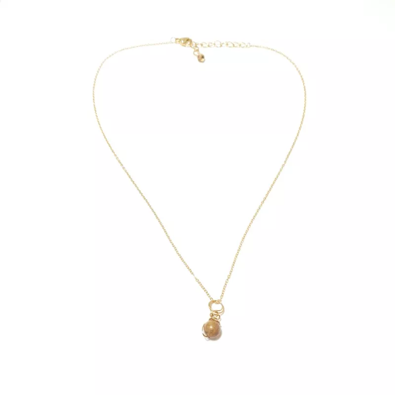 Collier pendentif Omega en pierre naturelle et acier inoxydable doré et jaspe paysage Collier pendentif Omega en pierre naturelle et acier inoxydable doré et jaspe paysage