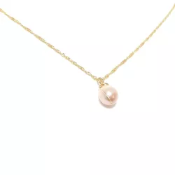 Collier pendentif Centauri avec perle rosée, acier doré
