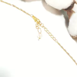 Collier pendentif Centauri avec perle rosée, acier doré