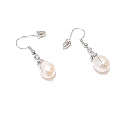 Boucles d’oreilles Centauri en perle rosée – version argentée