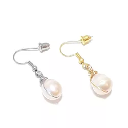 Boucles d’oreilles Centauri en perle rosée – version dorée et argentée