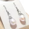 Boucles d’oreilles Centauri en perle rosée – version argentée