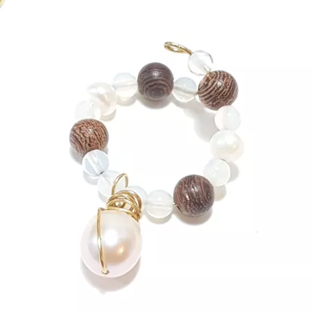 Marque-verre Ampélia avec pierres naturelles et pendentif – bijou fait main