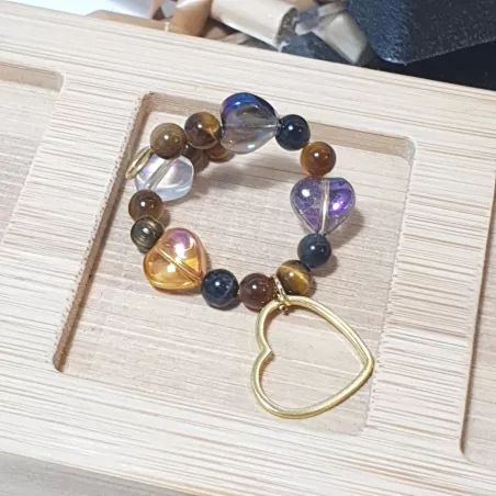 Marque-verre Ampélia avec pierres naturelles et pendentif – bijou fait main