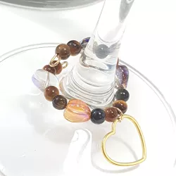 Marque-verre Ampélia avec pierres naturelles et pendentif