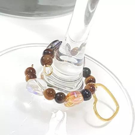 Marque-verre Ampélia avec pierres naturelles et pendentif – bijou fait main