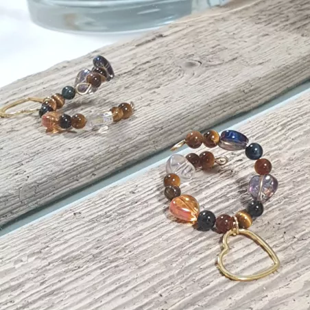Marque-verre Ampélia avec pierres naturelles et pendentif – bijou fait main