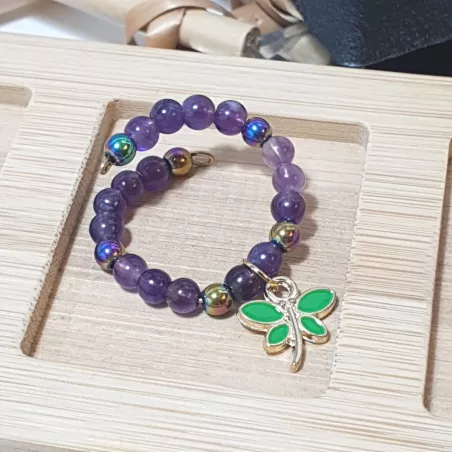 Marque-verre Ampélia avec pierres naturelles et pendentif – bijou fait main