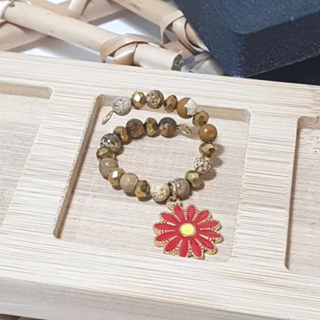 Marque-verre Ampélia avec pierres naturelles et pendentif – bijou fait main