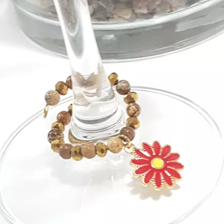 Marque-verre Ampélia avec pierres naturelles et pendentif – bijou fait main