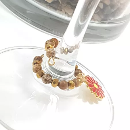 Marque-verre Ampélia avec pierres naturelles et pendentif – bijou fait main