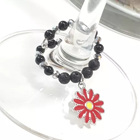 Marque-verre Ampélia avec pierres naturelles et pendentif – bijou fait main