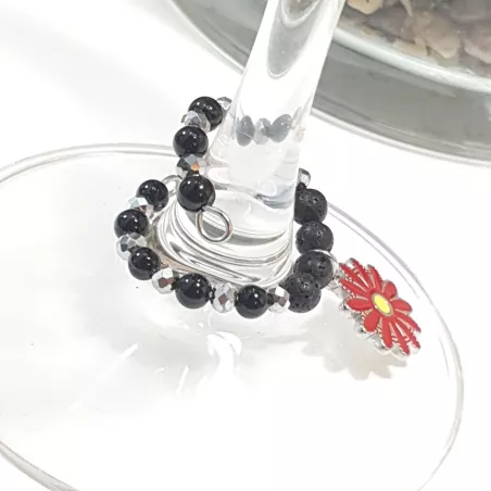 Marque-verre Ampélia avec pierres naturelles et pendentif – bijou fait main
