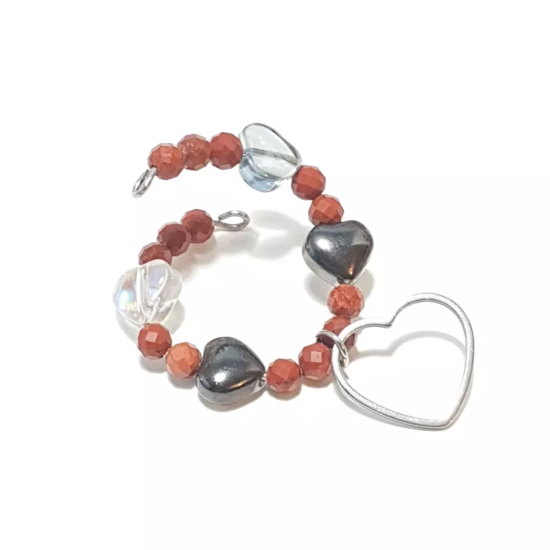 Marque-verre Ampélia avec pierres naturelles et pendentif – bijou fait main Marque-verre Ampélia avec pierres naturelles et pendentif – bijou fait main