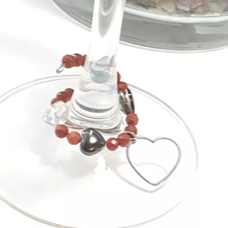 Marque-verre Ampélia avec pierres naturelles et pendentif – bijou fait main