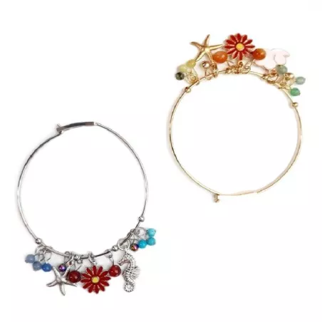 Bracelet Berloque en acier inoxydable doré ou argenté et breloques