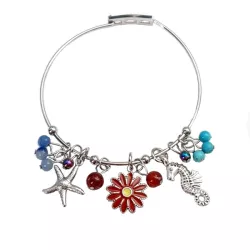 Bracelet Berloque en acier inoxydable argenté et breloques