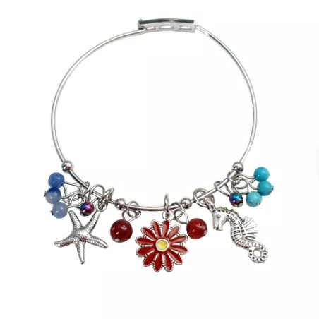 Bracelet Berloque en acier inoxydable argenté et breloques