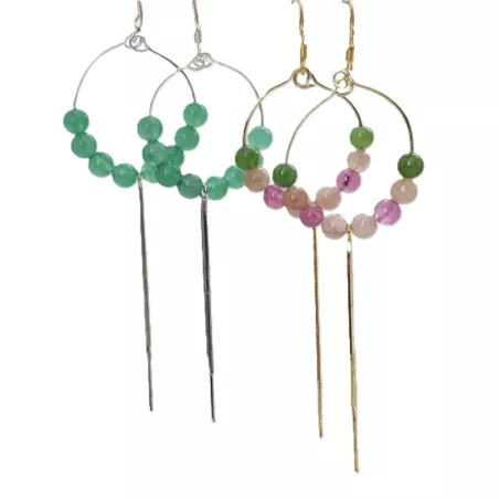 Boucles Gigi en argent ou plaqué-or et pierres naturelles