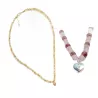 Collier Mimi en argent ou plaqué-or en pierres miyuki et pendentif coeur