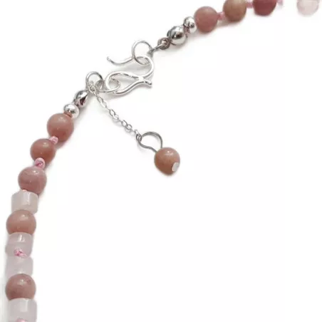 Collier Mimi en argent en pierres miyuki et pendentif coeur
