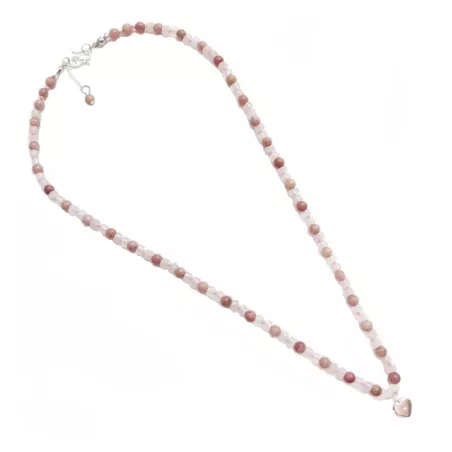 Collier Mimi en argent en pierres miyuki et pendentif coeur