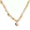Collier Mimi en plaqué-or en pierres miyuki et pendentif coeur